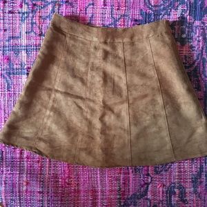 BCBG suede A-line brown skirt.